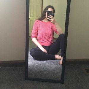 pink and white pok a dot sweater